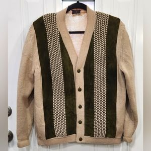 Vintage Baskins Made in Italy men's brown green sweater cardigan size La…
